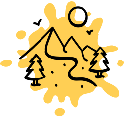 icono de paisaje de montaña con árboles